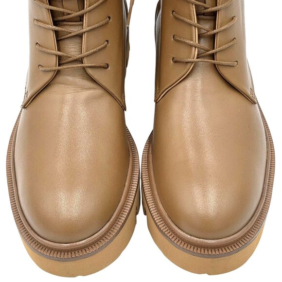 NEW Koio Italy Women 11 Fawn Beige Leather Cortina Combat Boots Handmade Shoes - Picture 15 of 16